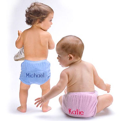 Personalized, monogrammed terry cloth diaper covers