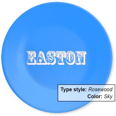 NameYourPlate- dinner plates personalized with name and choice of type style and colors. A terrific gift idea for Christmas, holidays and birthdays.