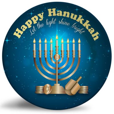 Happy Hanukkah personalized decorative plate. Beautiful wall or fireplace decor.