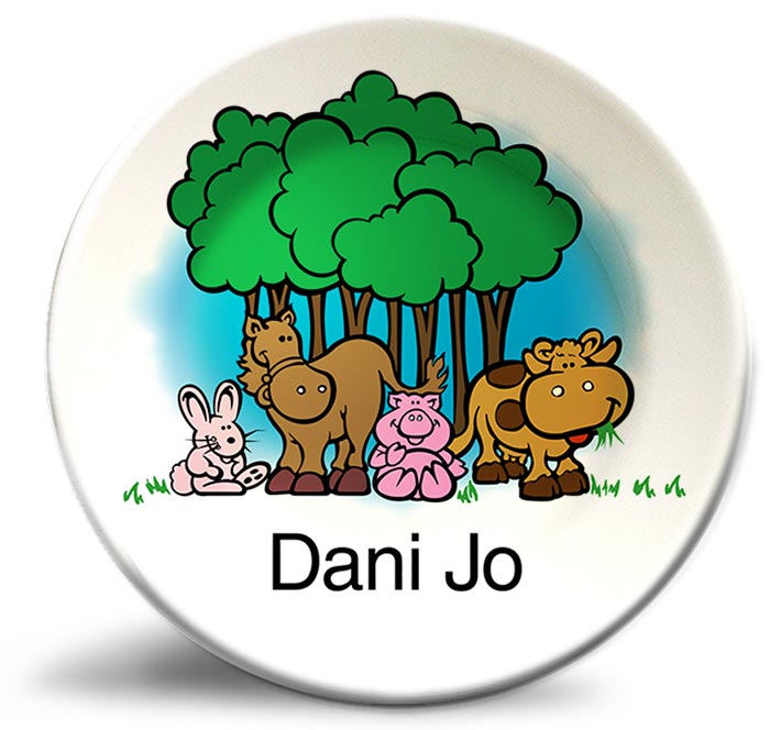vint-animals Vintage animals personalized, decorative dinner plate for kids